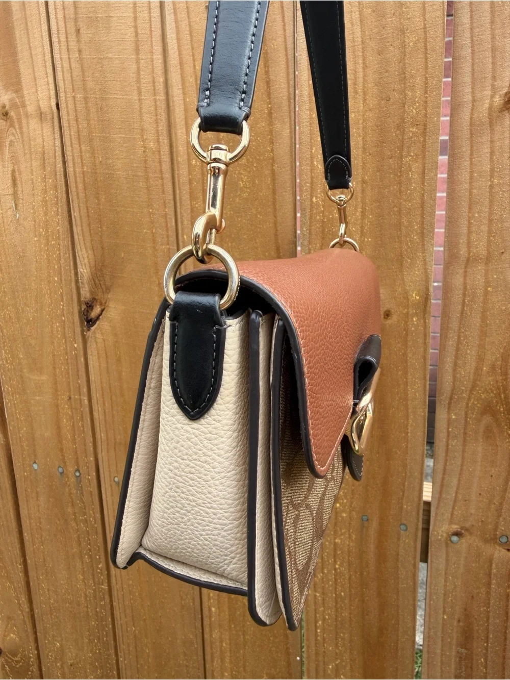 Coach Brown & Black Signature Shoulder Bag